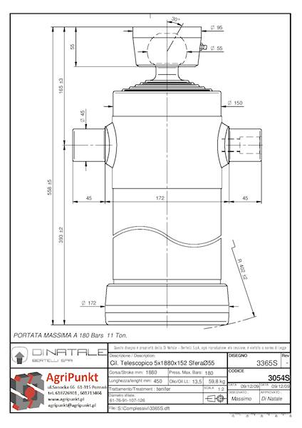 SIŁOWNIK WYWROTKI  22/11Ton C=1880  S=5, D=150 L=5