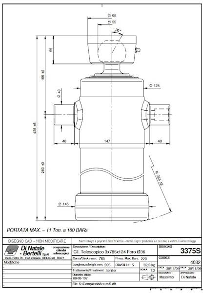 SIŁOWNIK DO WYWROTKI  11Ton , S=3  skok -785  L=435