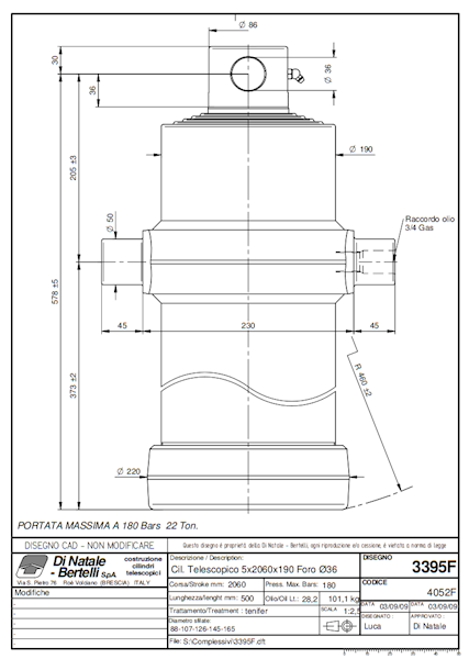 SIŁOWNIK DO WYWROTKI  22Ton , S=5  C=2065 L=618 OTWÓR