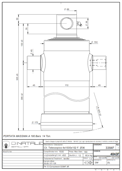 SIŁOWNIK HYDRAULICZNY  14 Ton  S=4  C=1500 otwór 