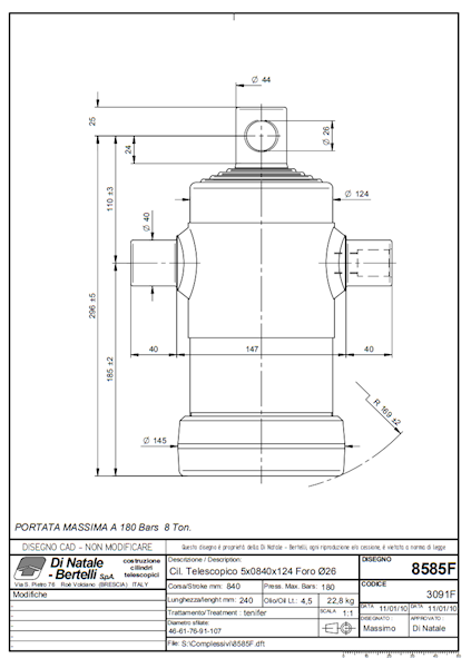 SIŁOWNIK DO WYWROTKI  8Ton , S=5  C=849  L=296