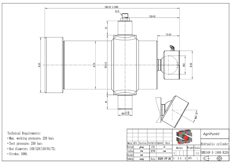 SIŁOWNIK  WYWROTY  LZM  30/18TON 5 SEKCJI , SKOK1880