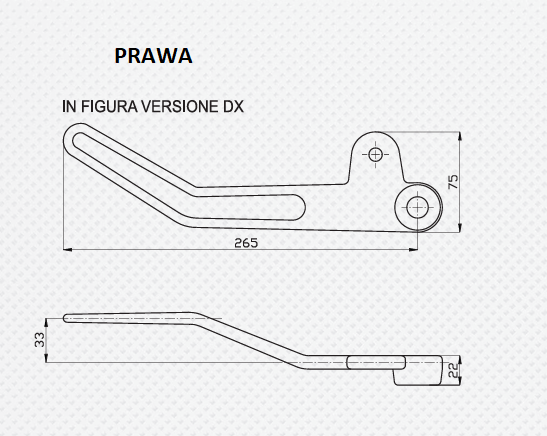 RAMIĘ PRAWE DX OCYNK. DO DŹWIGNI KUTE Z OTWORAMI 