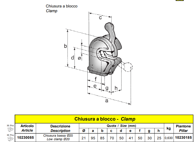 ZAWIAS GÓRNY S 20 KPL (sworzeń+gniazdo)