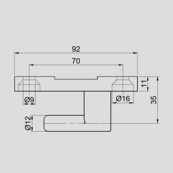 ZAWIAS 90 do burt alu  OC +płytka 2xM8 - kpl