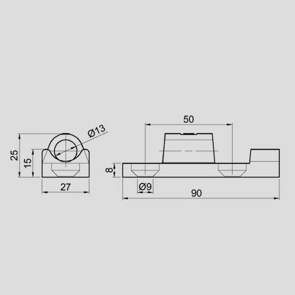 ZAWIAS 90 do burt alu  OC +płytka 2xM8 - kpl