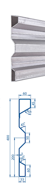 PROFIL  STAL. BURTOWY  H400 33/60  gr. 2,0mm L=5050