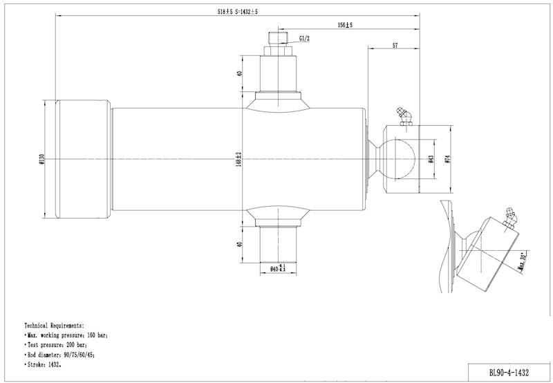 SIŁOWNIK  4 sekcje 6-7 Ton , skok 1432