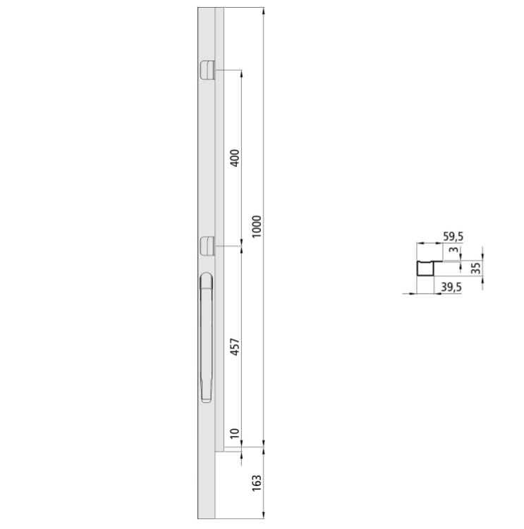 Słupek K20, przód lewy do burty 1000 mm (106121306)