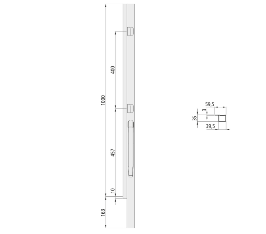 Słupek K20, przód prawy do burty 1000 mm (106121307)