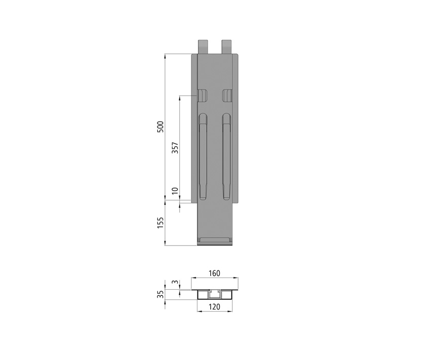 Słupek K20, środkowy do burty 500 mm z Kinnetop