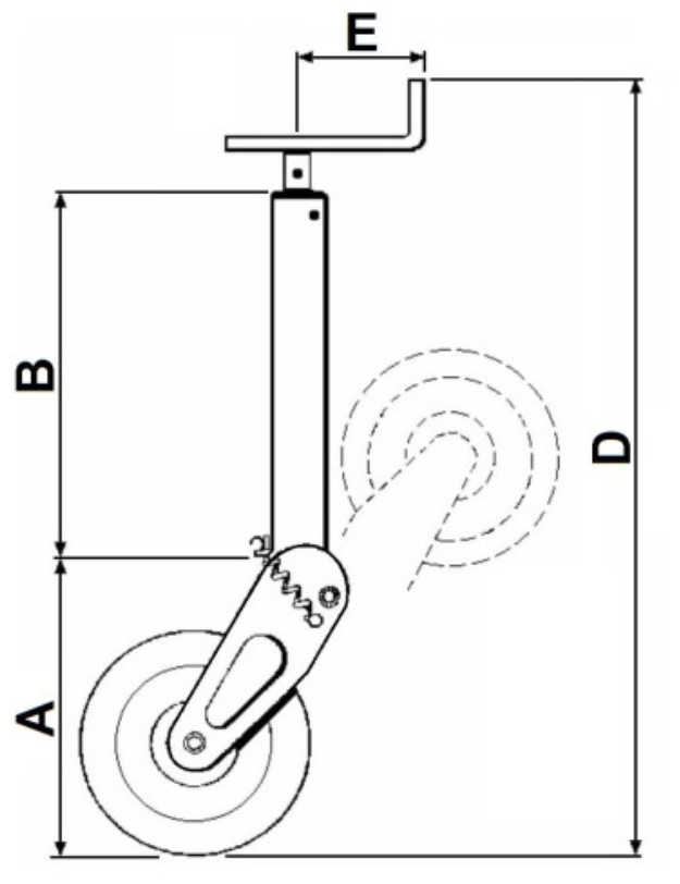 Stopa podporowa z kołem  M214 300 mm, 1000 kg