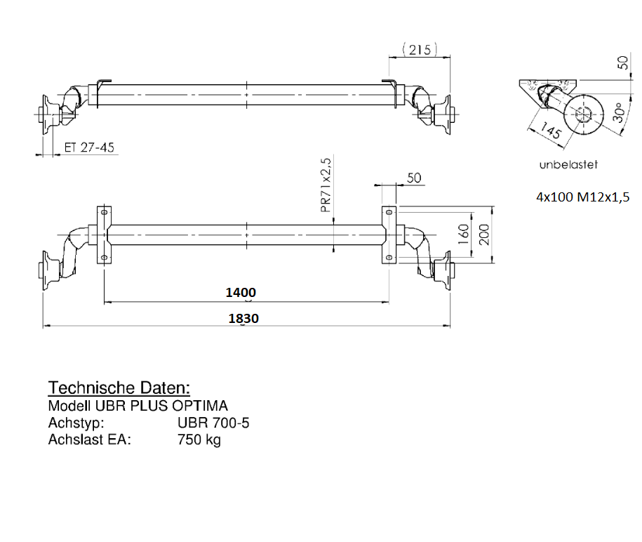 OŚ KPL NH750KG A1260 C1573 100X4 OPTIMA