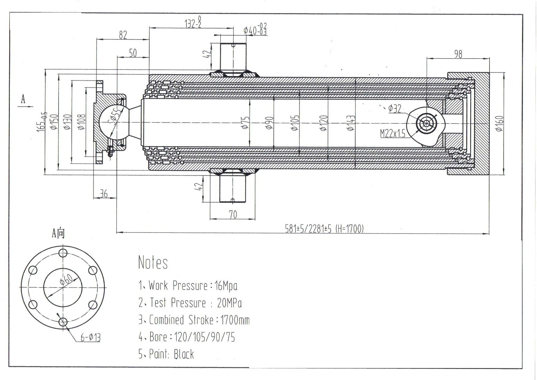 SIŁOWNIK  14 Ton ,4-sekcje ,skok 1700