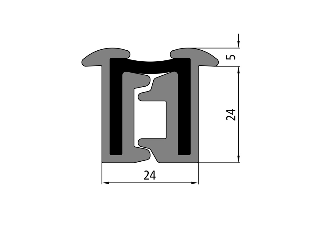 ZAWIAS LISTWOWY  alu-guma 24x29xL2400  180 st.