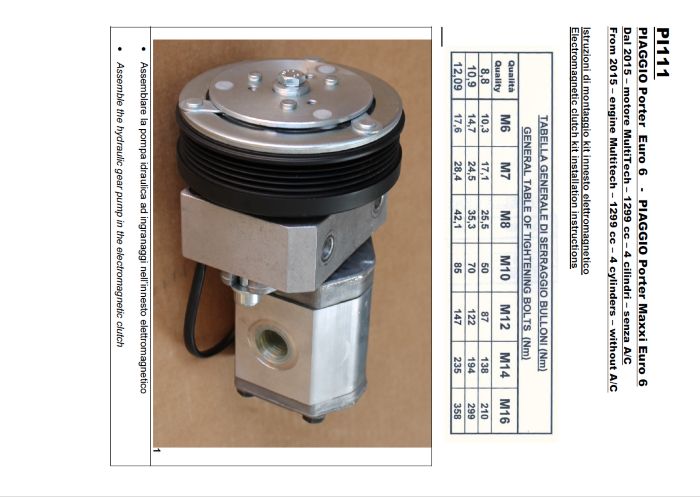 Zestaw PTO do  Piaggio S90 + pompa13,8 L