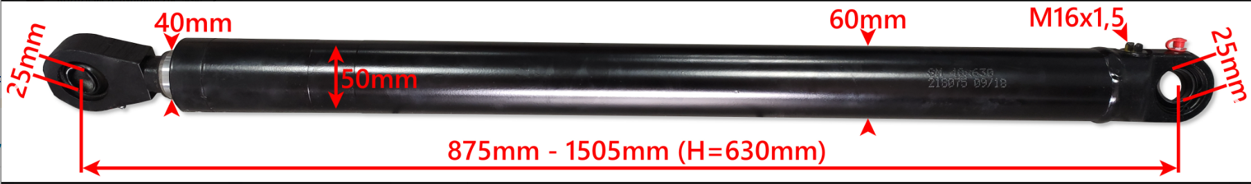 SIŁOWNIK HYDRAULICZNY do TURa skok 639 -jednostronny