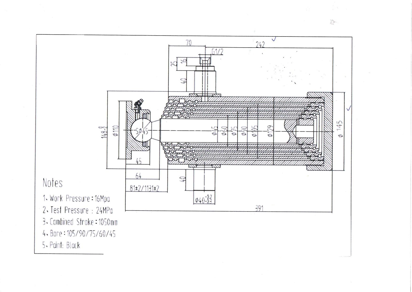 SIŁOWNIK HYDRAULICZNY TELESKOP 5-SEK 7,1 T SKOK 1050