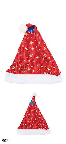 CZAPKA MIKOŁAJA z GWIAZDKAMI B029