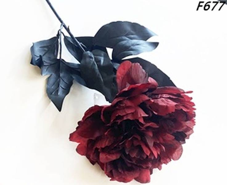 KWIATY SZTUCZNE PIWONIA BORDOWO CZARNA F677