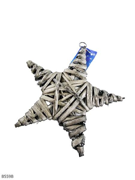 GWIAZDA Z WIKLINY SZARA 15CM