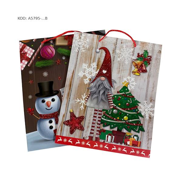 TOREBKA NA PREZENT ŚWIĄTECZNA ŚREDNIA