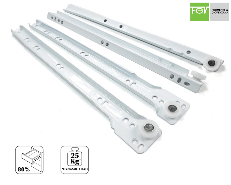 Prowadnica rolkowa FGV Biała • 250mm