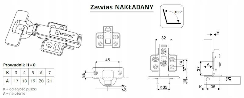ZAWIAS NAKŁADANY SEWROL  Z DOMYKIEM  223032