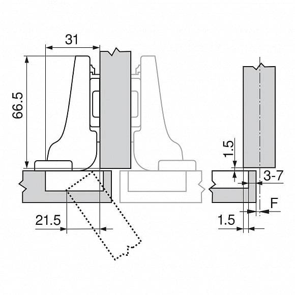 BLUM zawias bliźniaczy 110° Z HAMULCEM CLIP top BLUMOTION 71B3650