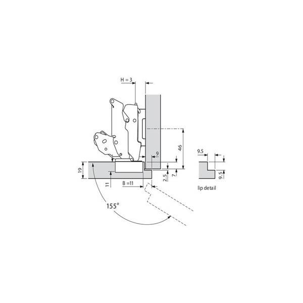 BLUM 71T7550 CLIP top zawias 155° z zerowym uskokiem, drzwi nakładane