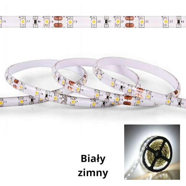 TAŚMA LED PR2 3528 CW60 BIAŁA ZIMNA W ŻELU
