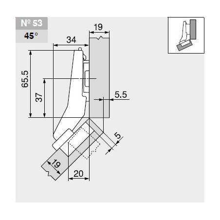 BLUM Zawias +45° CLIP top BLUMOTION częściowo nakładany 79B9658