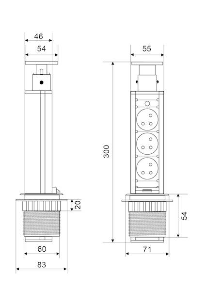 Gniazdo wpuszczane PORT SLIM 3X230V • Aluminium