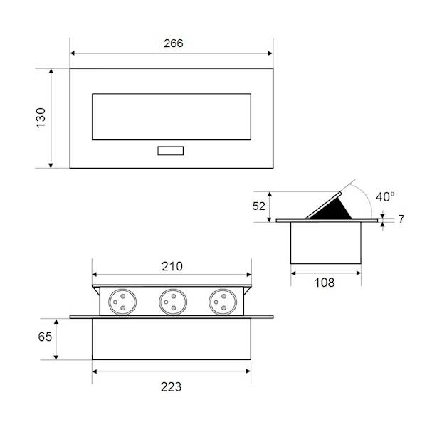 Gniazdo wpuszczane PORT FLEXI 3X230V • Aluminium