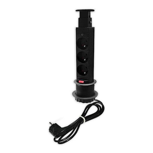 Gniazdo wpuszczane PORT SLIM 3X230V • Czarny