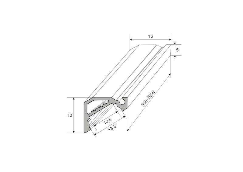 Profil LED kątowy K5 + KLOSZ • 2m • Aluminium