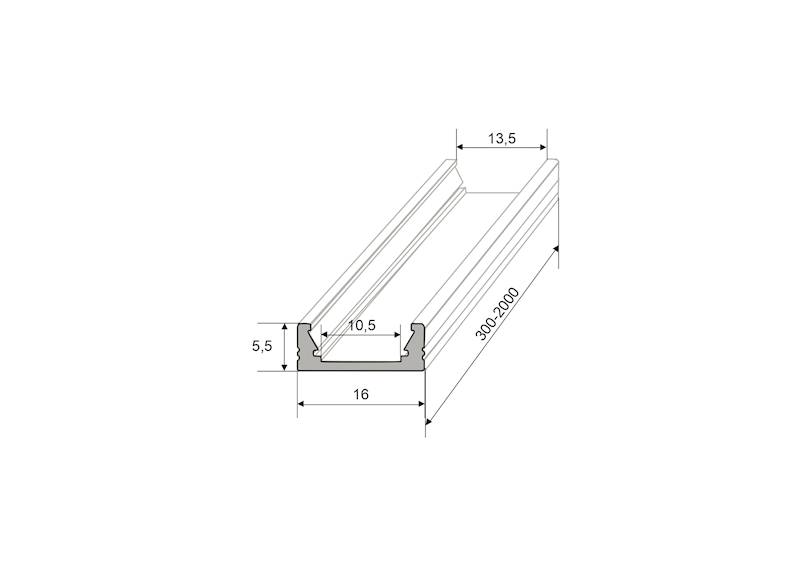 Profil LED nawierzchniowy NA5 + KLOSZ • 2m • Aluminium