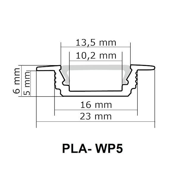 Profil LED wpuszczany WP5 + KLOSZ • 3m • Aluminium