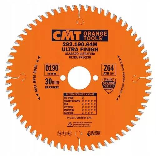 CMT Piła do elektronarzędzi cięcie poprzeczne • 190mm • 30mm • 64z