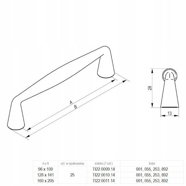 UCHWYT LINEA CZARNY TI22.00xx.014.055 • 160mm
