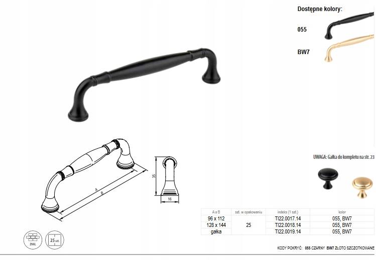 TI22.0018.14 055 UCHWYT CZARNY ROZ. 128