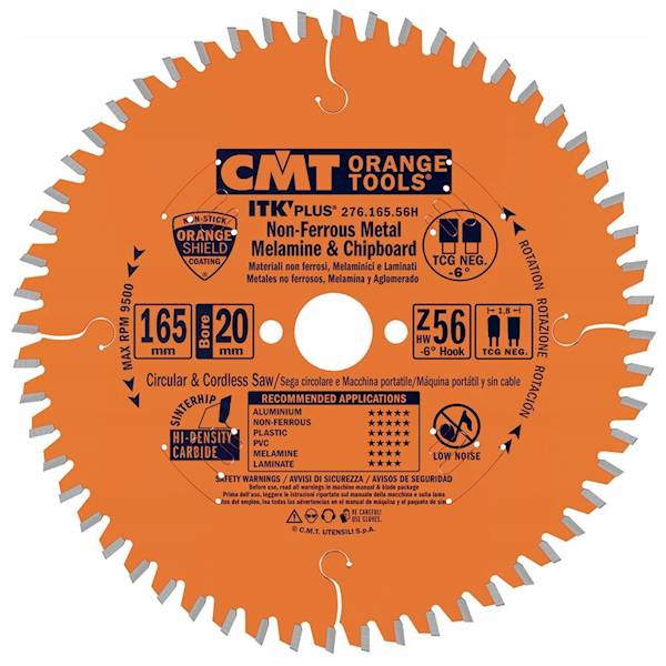 CMT Piła ultracienka do płyt wiórowych i aluminium 276. • 165mm • 20mm • 56z