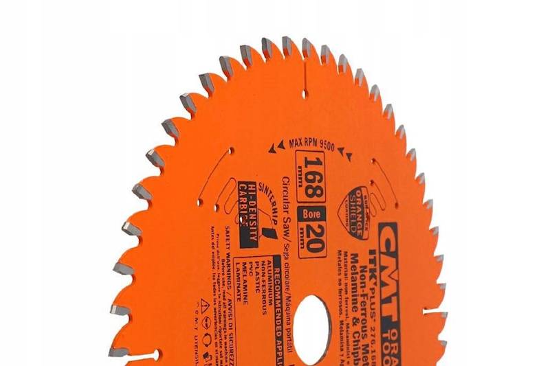 CMT Piła ultracienka do płyt wiórowych i aluminium 276. • 168mm • 20mm • 52z