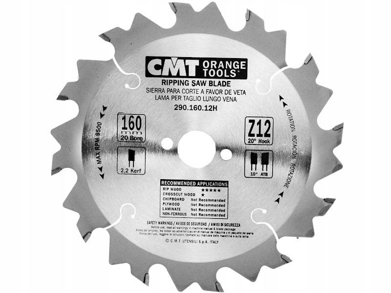 CMT Piła do elektronarzędzi cięcie wzdłużne • 160mm • 20mm • 12z