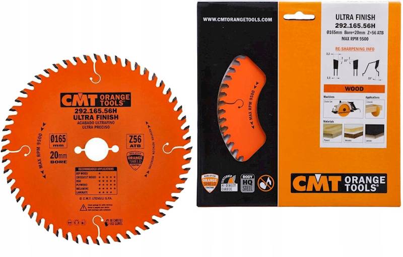 CMT Piła do elektronarzędzi cięcie poprzeczne • 165mm • 20mm • 56z