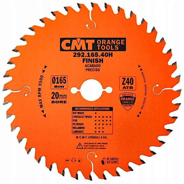 CMT Piła do elektronarzędzi cięcie poprzeczne • 165mm • 20mm • 40z