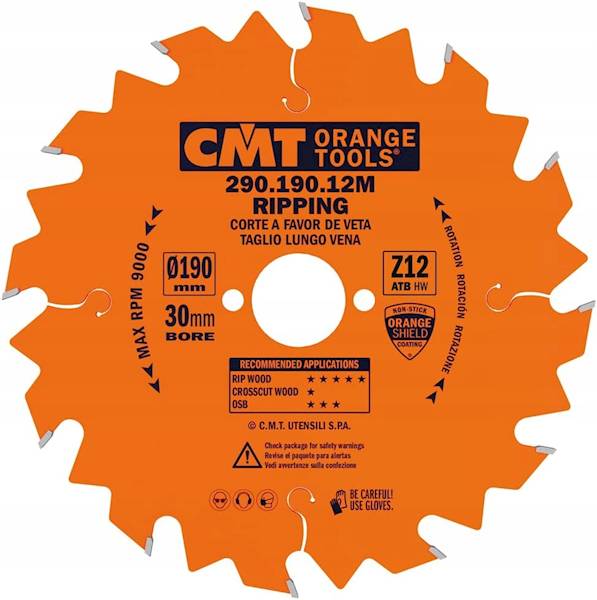CMT Piła do elektronarzędzi cięcie wzdłużne • 190mm • 30mm • 12z