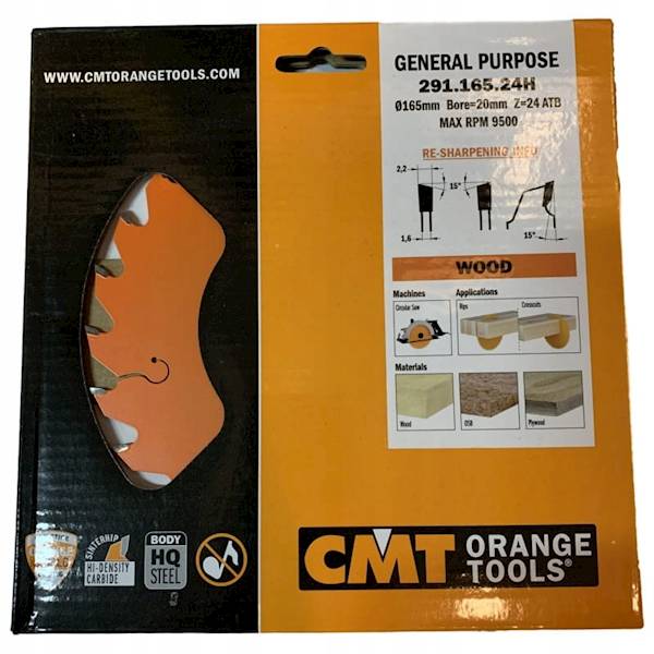 CMT Piła do elektronarzędzi uniwersalna • 165mm • 20mm • 24z