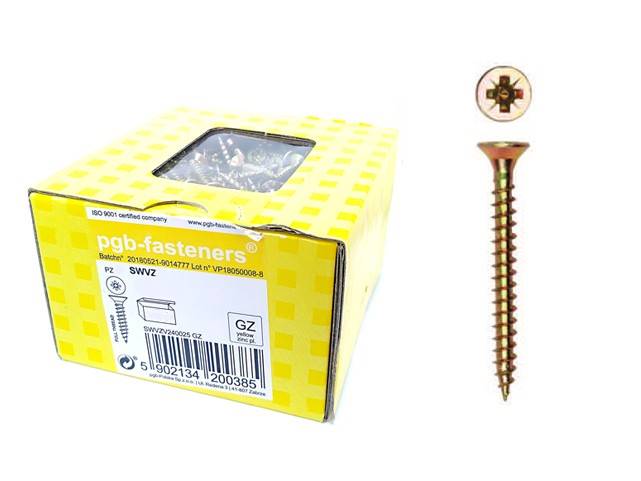Wkręty do drewna PZ2 żółte PGB • 4,0x60 mm • 200szt