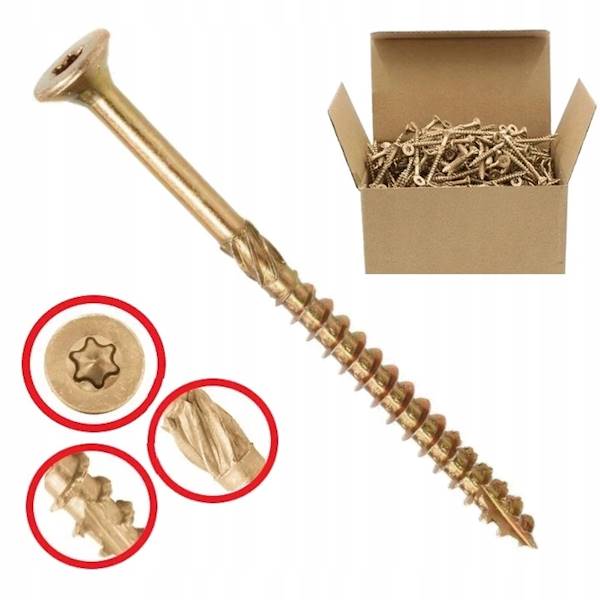 Wkręty do drewna ciesielskie stożkowe 200szt • 4,0x60 mm